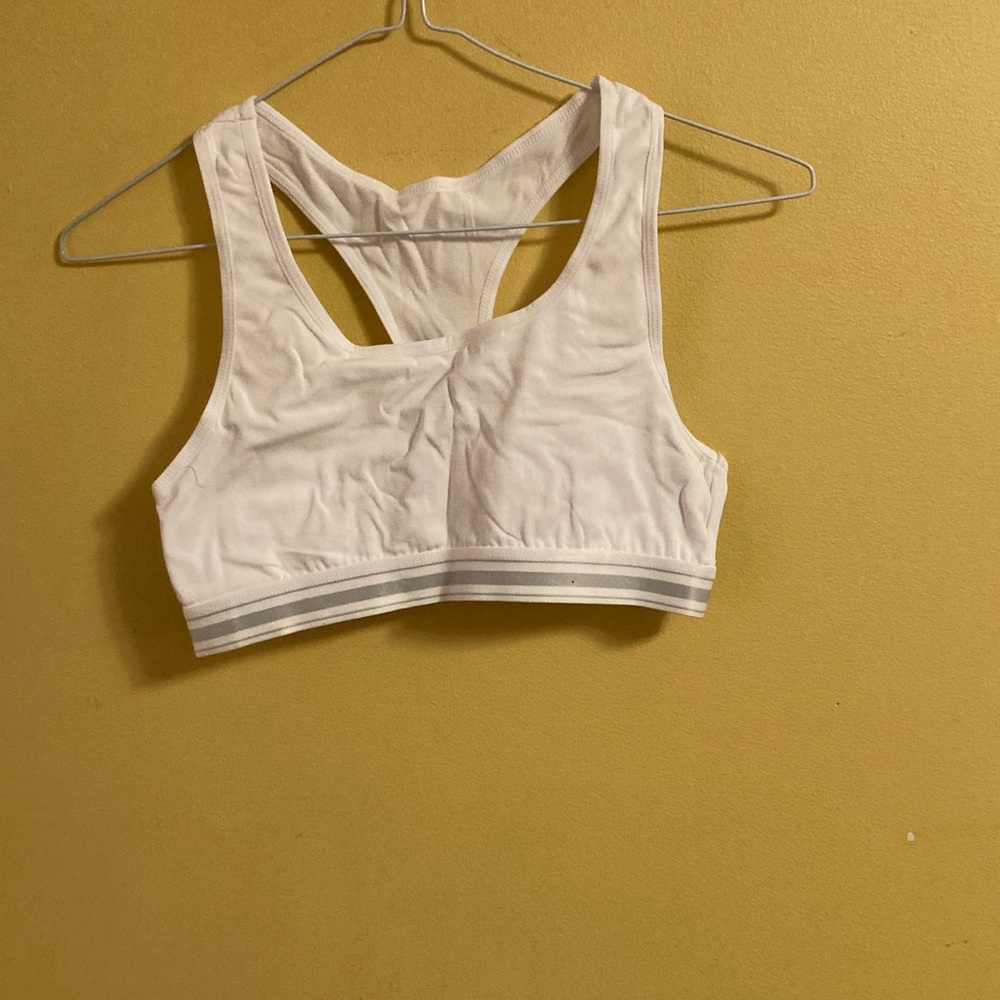 George White Racerback Sports Bra for Women